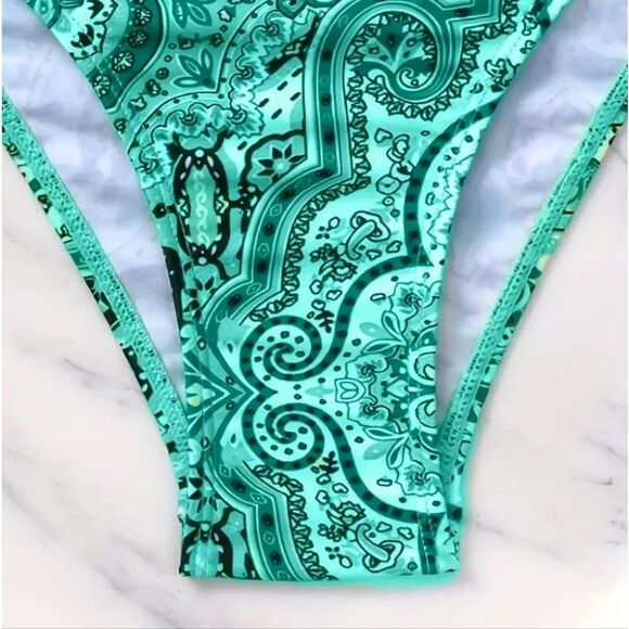 Womens High Waisted Turquoise Bikini Set. Size L - Picture 4 of 4
